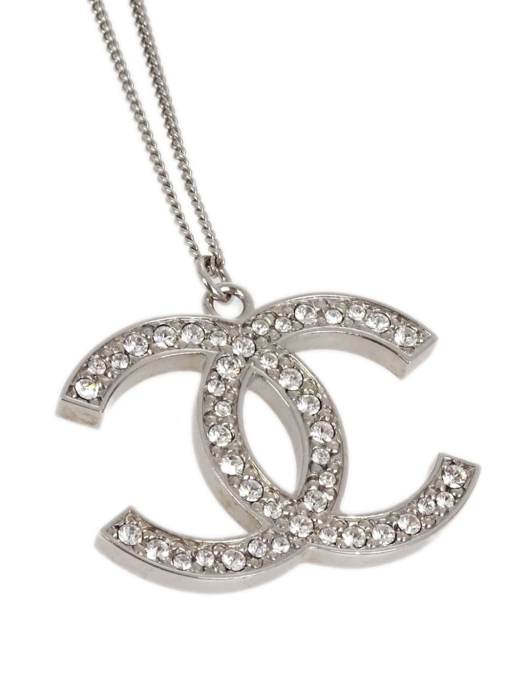 CHANEL Pre-Owned 2012 halsketting met CC-hanger - Zilver