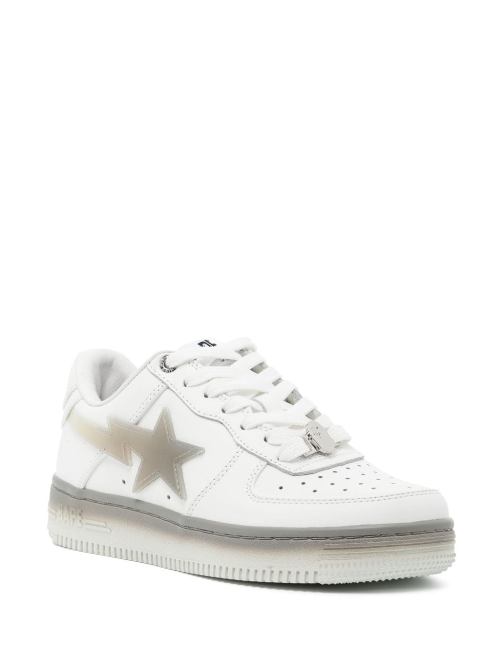 Shop A Bathing Ape Sta #5 Lace-up Leather Sneakers In White