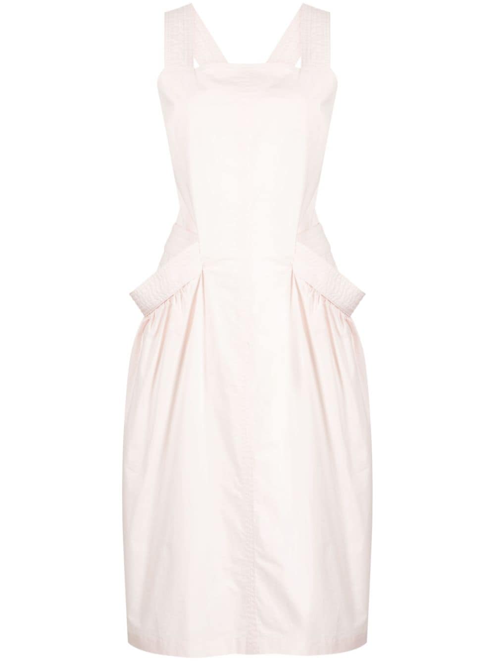 Low Classic Apron Cotton Midi Dress In Pink
