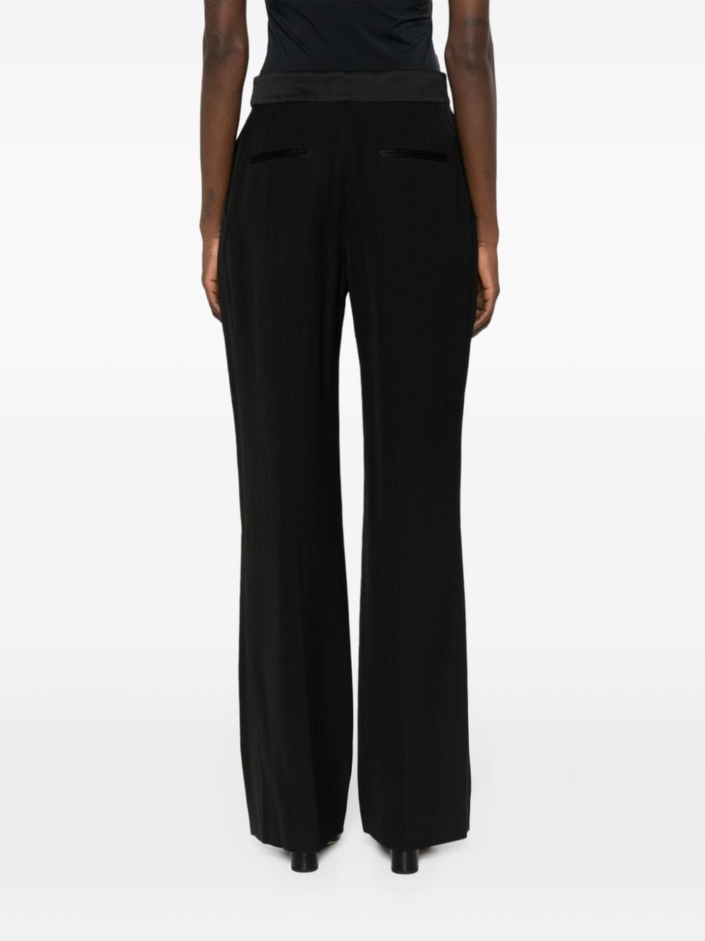 Shop Casablanca Pressed-crease Long-length Straight-leg Trousers In Black