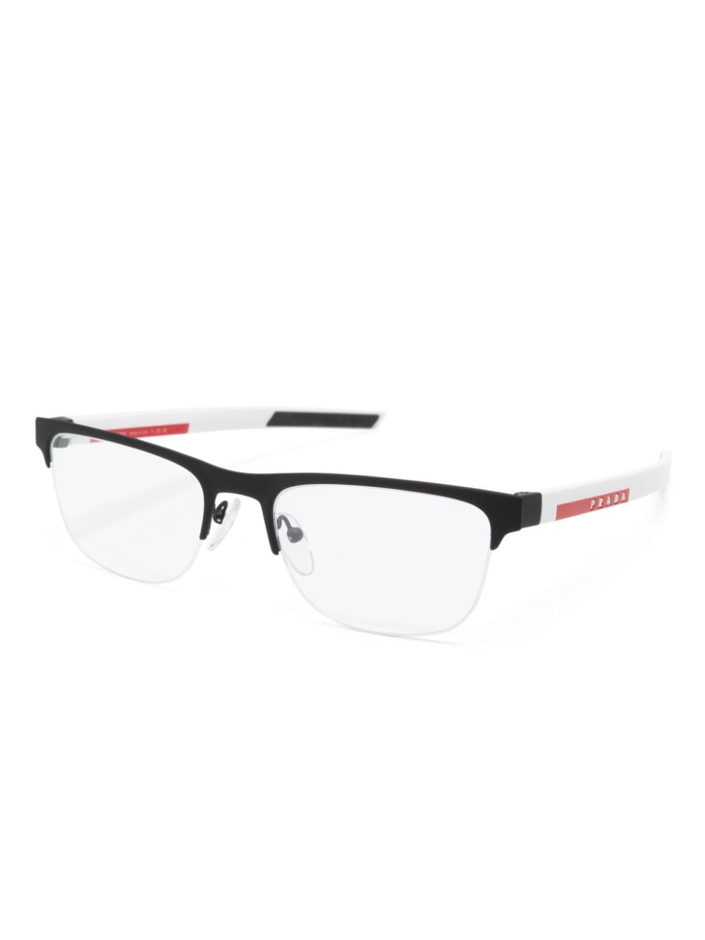 Shop Prada Half-rim Rectangle-frame Glasses In White