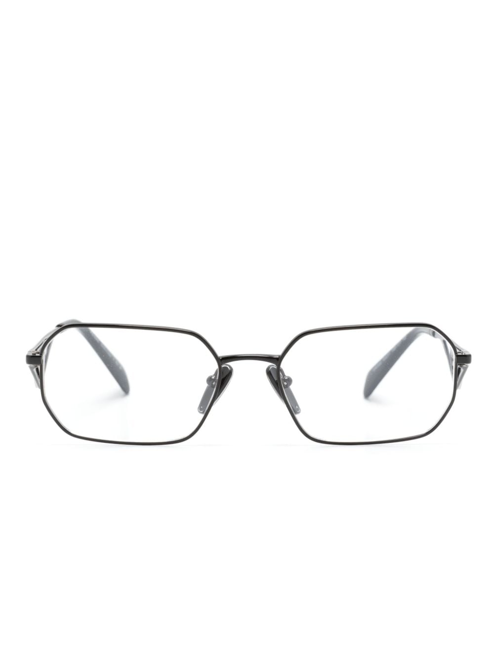 Prada Logo-plaque Geometric-frame Glasses In Black