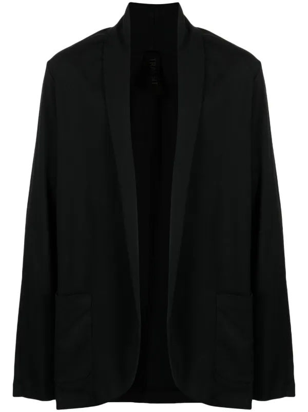 Black Cotton Blazer Transit Narrow Notch-lapel Cotton Blazer Black