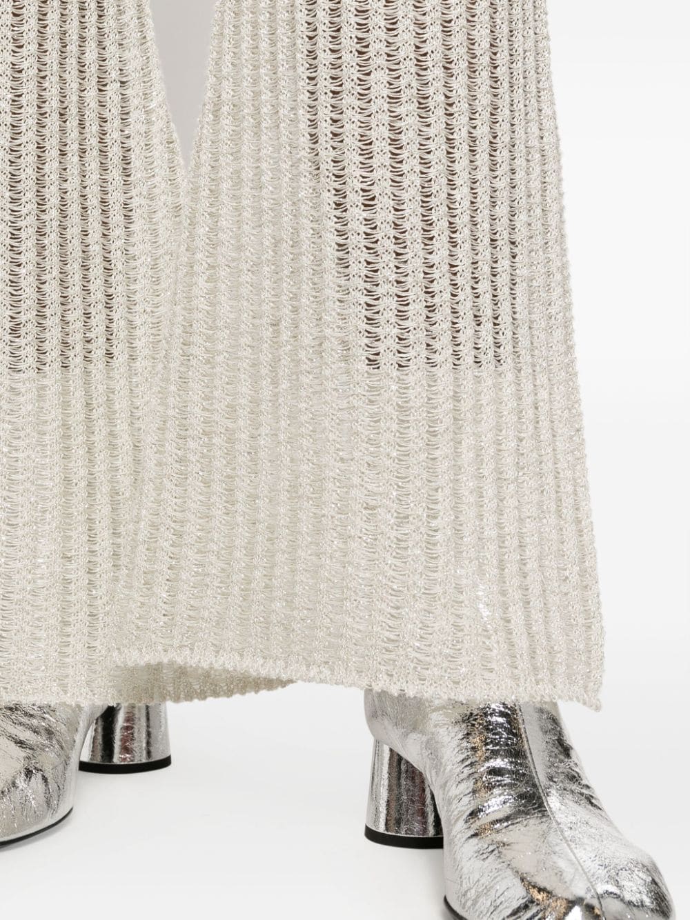 Shop Forte Forte Crochet-knit Palazzo Trousers In Neutrals