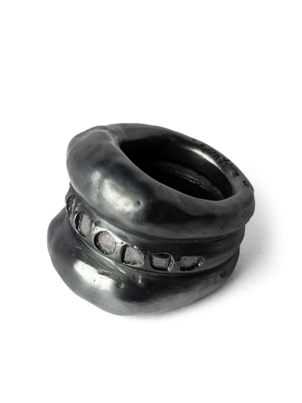 Shop Parts Of Four Stack Sterling-silver Diamond Ring In Black