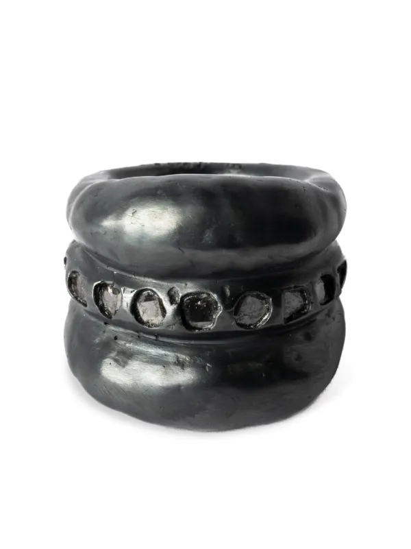Parts Of Four Stack sterling-silver Diamond Ring Black