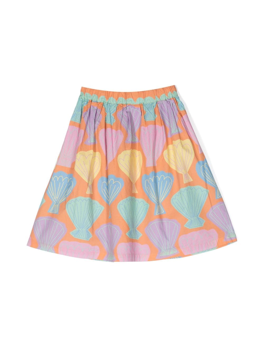 Shop Stella Mccartney Shell-print Cotton Skirt In Orange