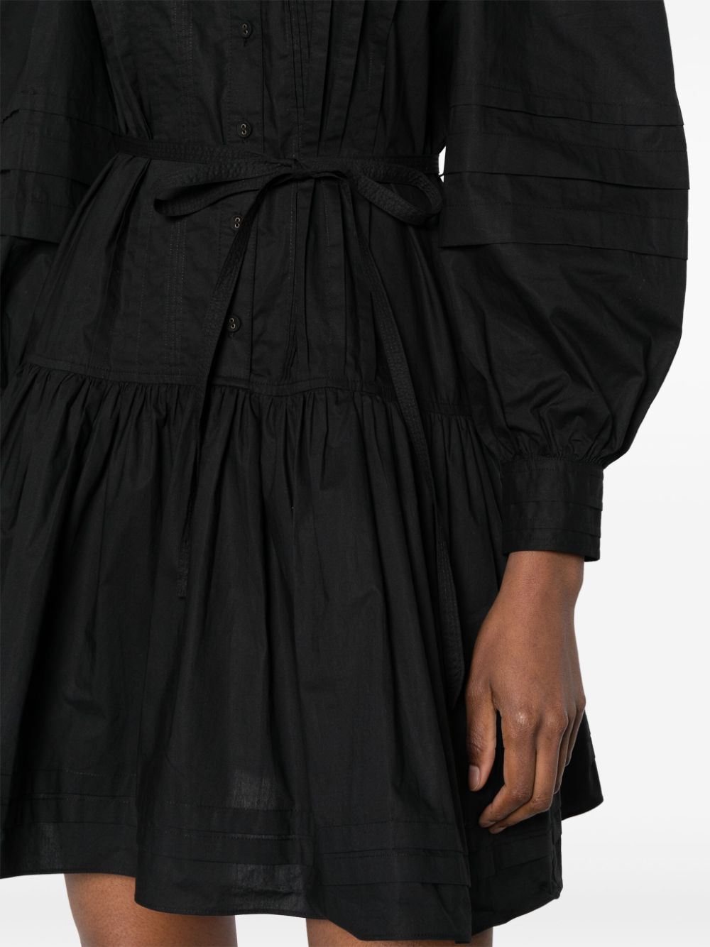 Shop Ulla Johnson Karina Long-sleeve Cotton Dress In Black
