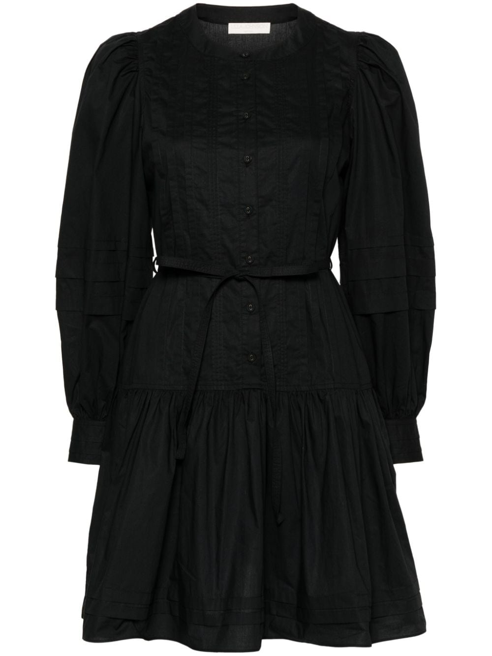 Shop Ulla Johnson Karina Long-sleeve Cotton Dress In Black