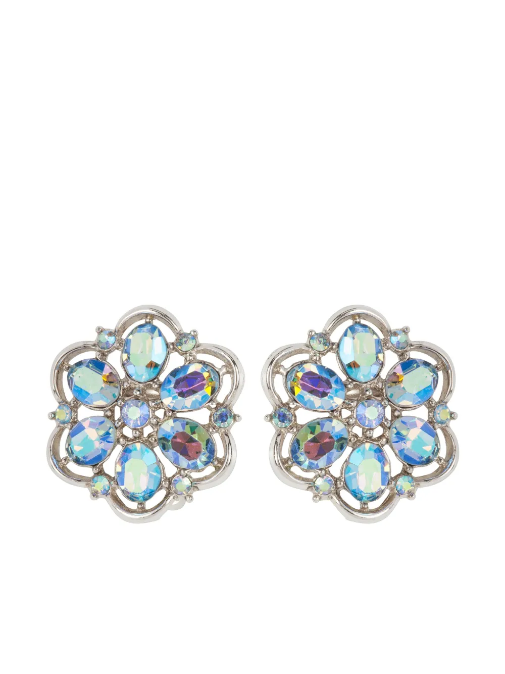 Pre-owned Susan Caplan Vintage 1960s Trifari Swarovski Necklace And Earrings Set In Silver