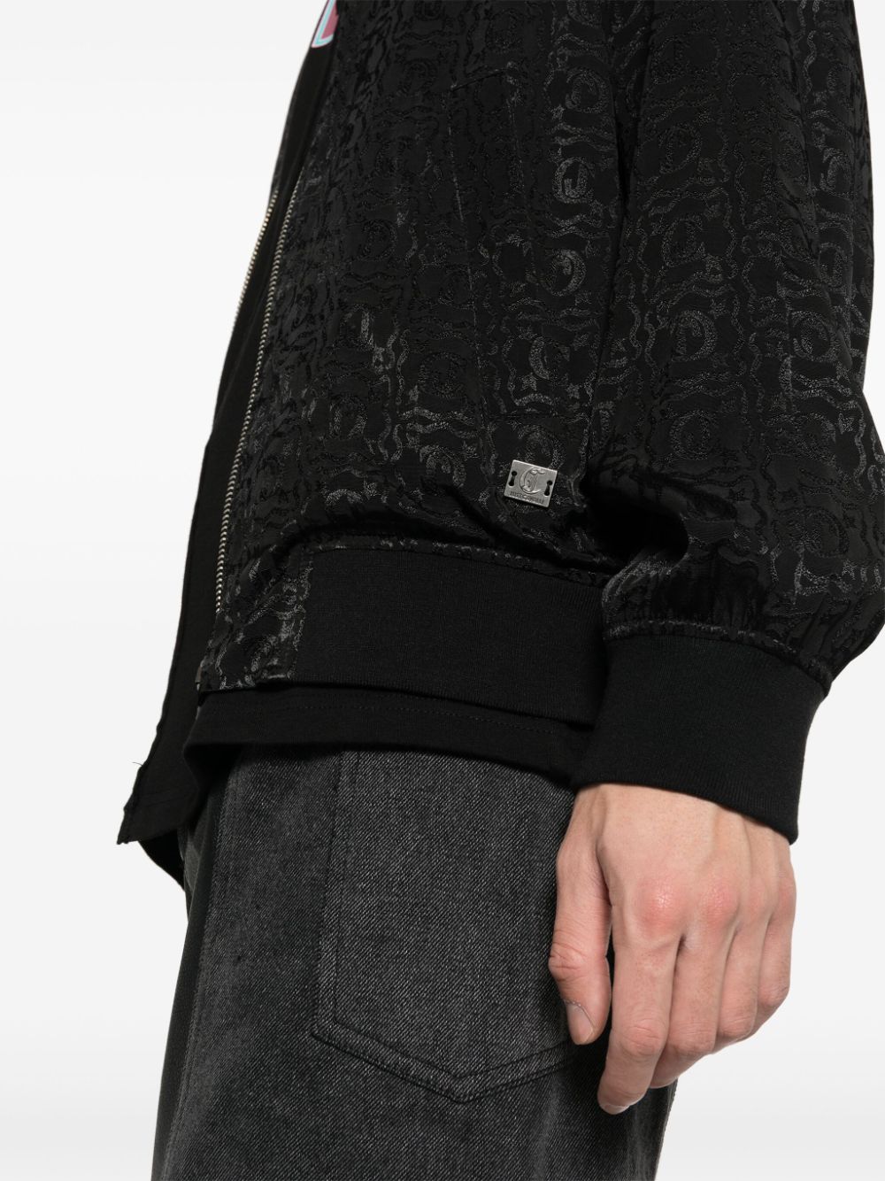 Shop Just Cavalli Logo-jacquard Bomber Jacket In Black