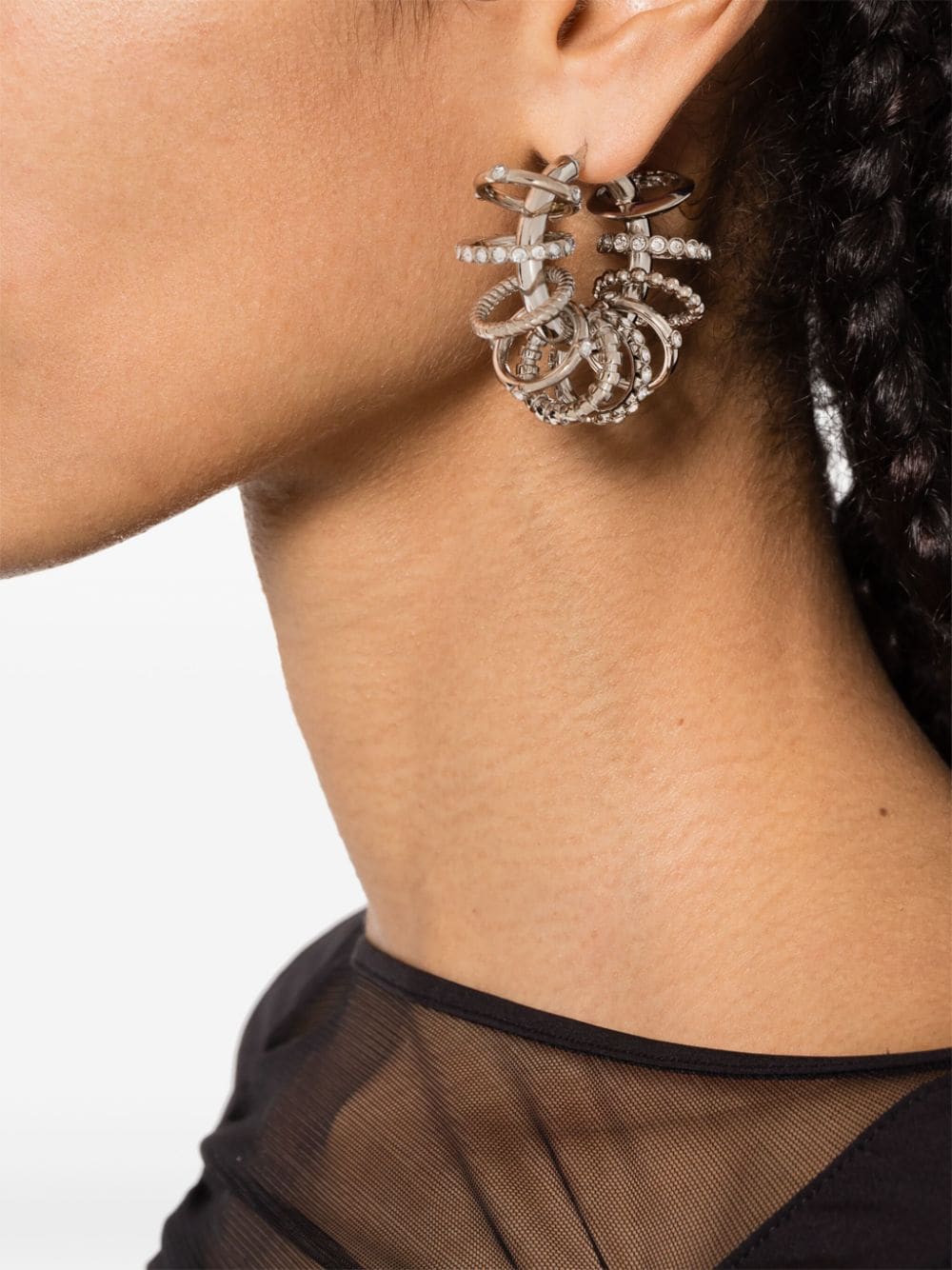 Amina Muaddi Multi Ring hoop earrings - Zilver