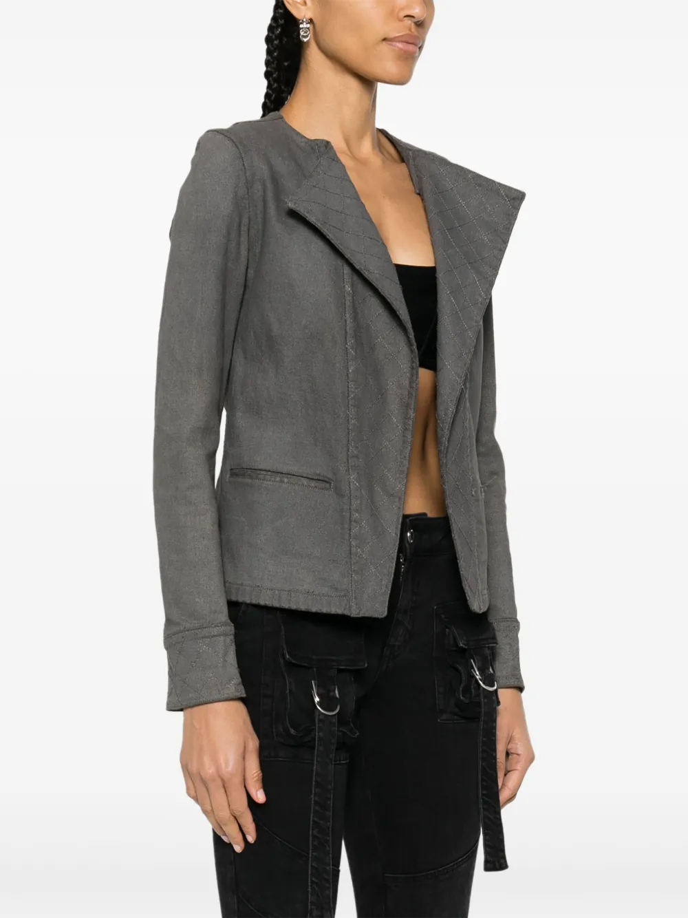 Pre-owned Chanel 2005 Diamond-quilted Cotton Jacket In 灰色