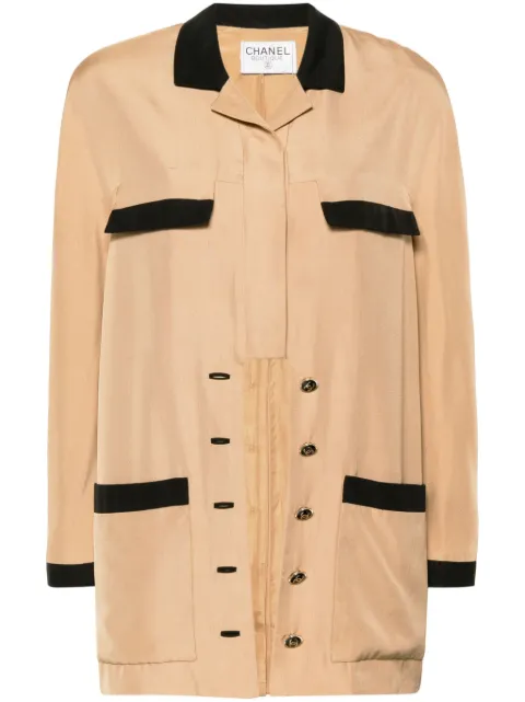 CHANEL Pre-Owned 1990s contrasting silk shirt jacket