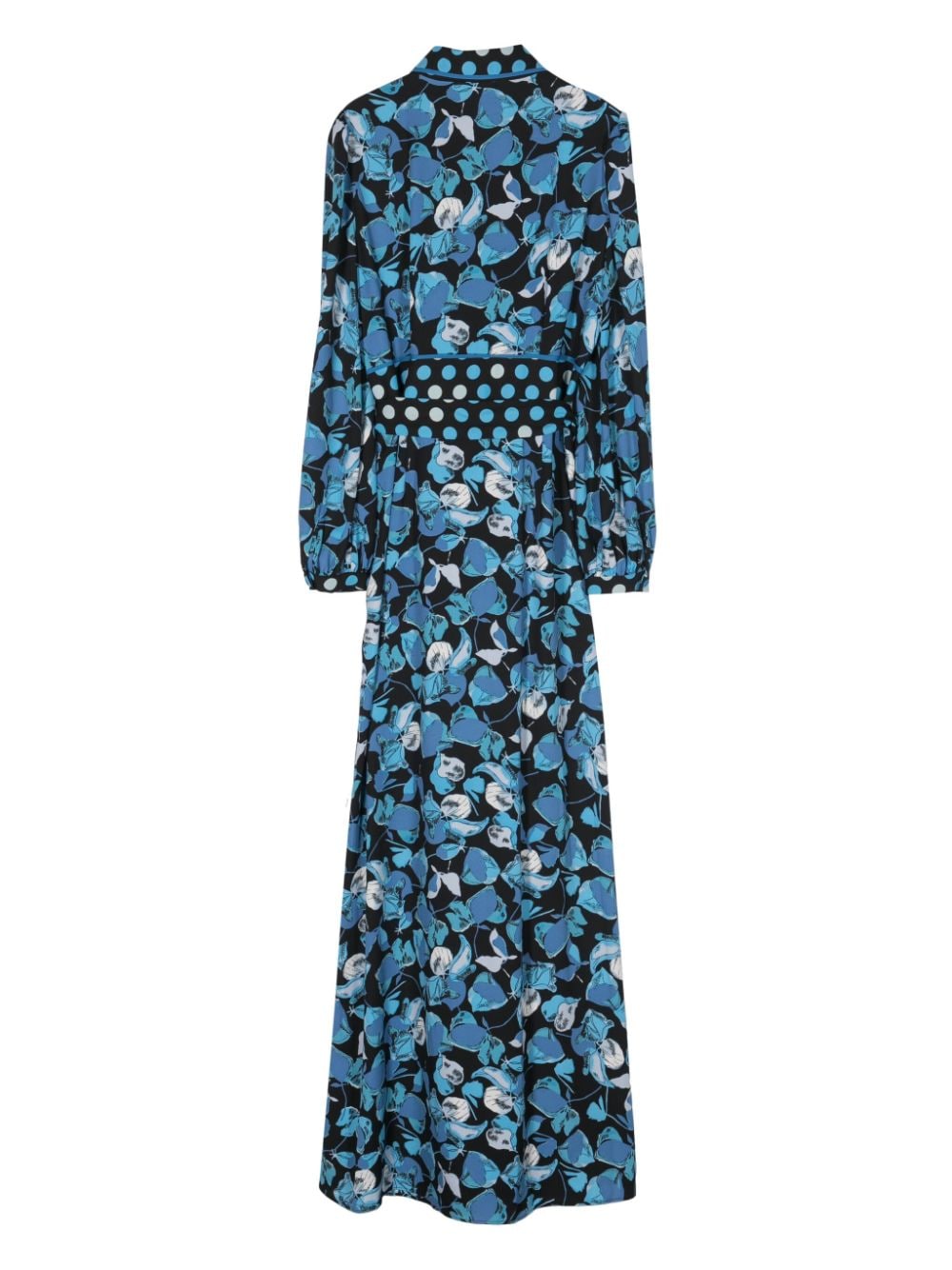 DVF Diane von Furstenberg Joshua maxi-jurk met bloemenprint en stippen Blauw
