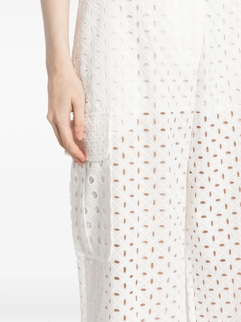 Shop Zimmermann Matchmaker Anglaise Cotton Trousers In Weiss