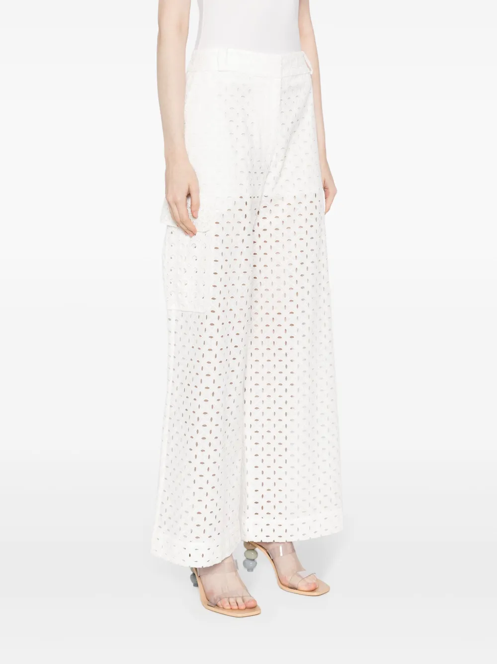 Shop Zimmermann Matchmaker Anglaise Cotton Trousers In Weiss