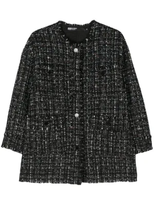 Bimba y Lola Frayed Tweed Jacket Farfetch