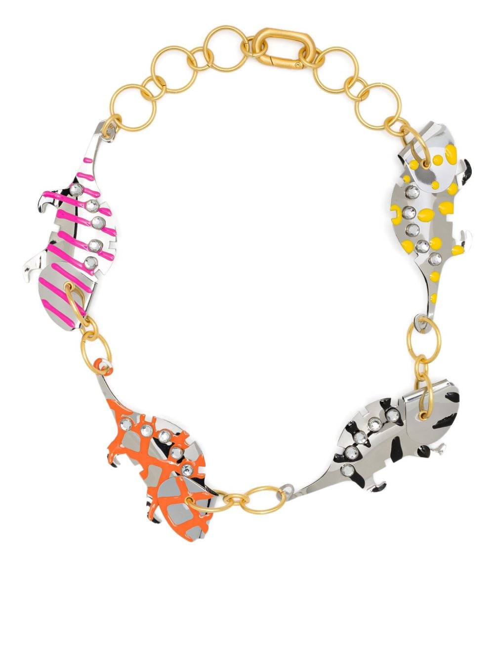 Bimba Y Lola Lizard-shape Chain-link Necklace In Orange