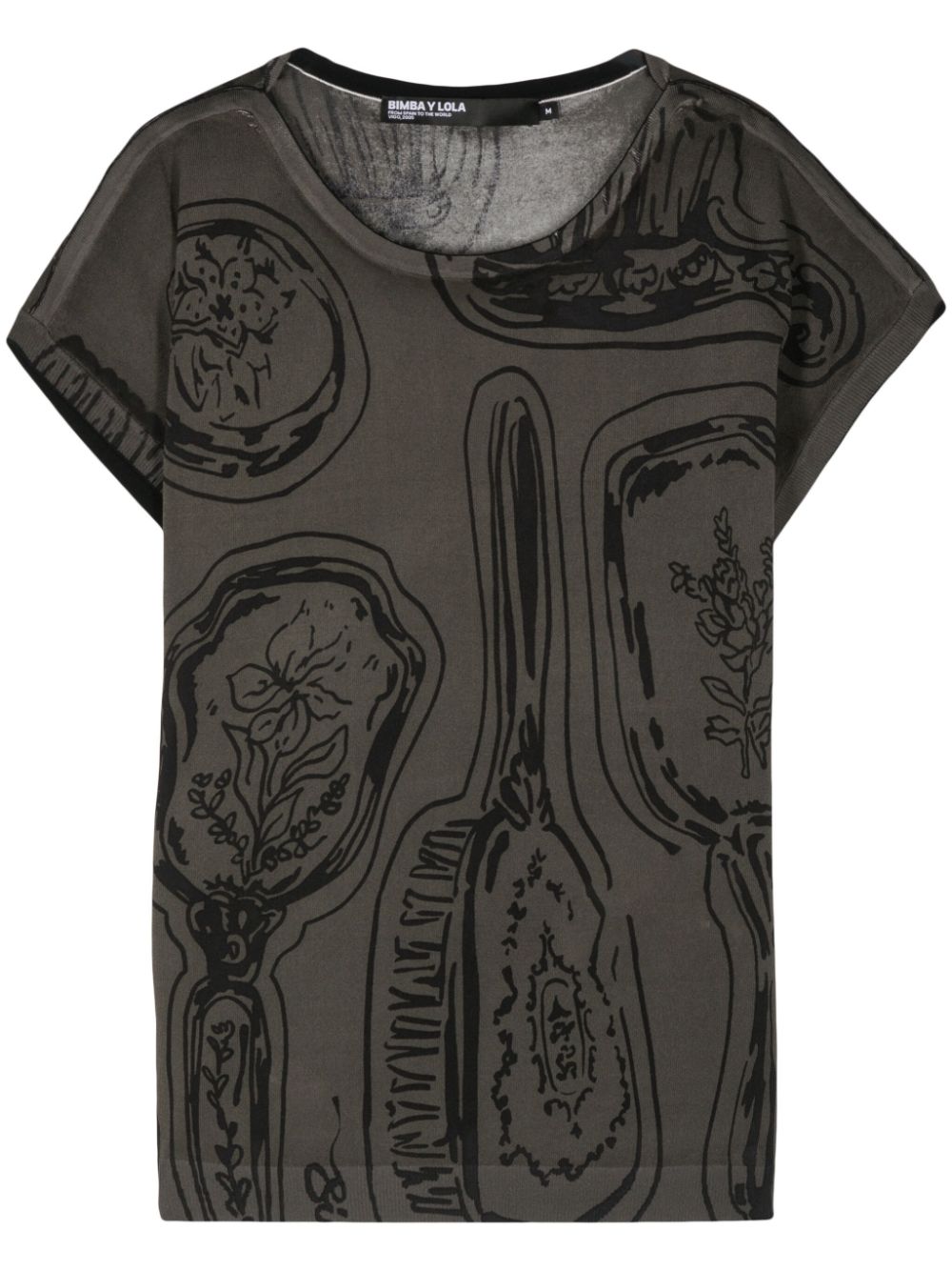 Bimba Y Lola Mirrors-print Knitted T-shirt In 绿色