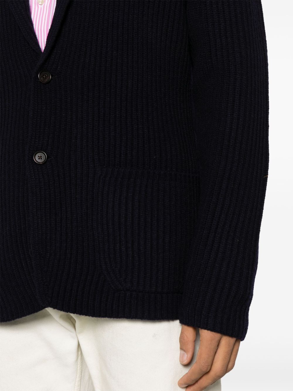 Shop Polo Ralph Lauren Chunky Ribbed Wool-blend Cardigan In Blue