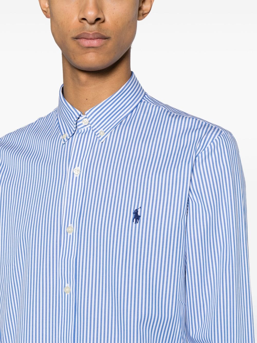 Polo Ralph Lauren Gestreept overhemd met geborduurd logo Blauw