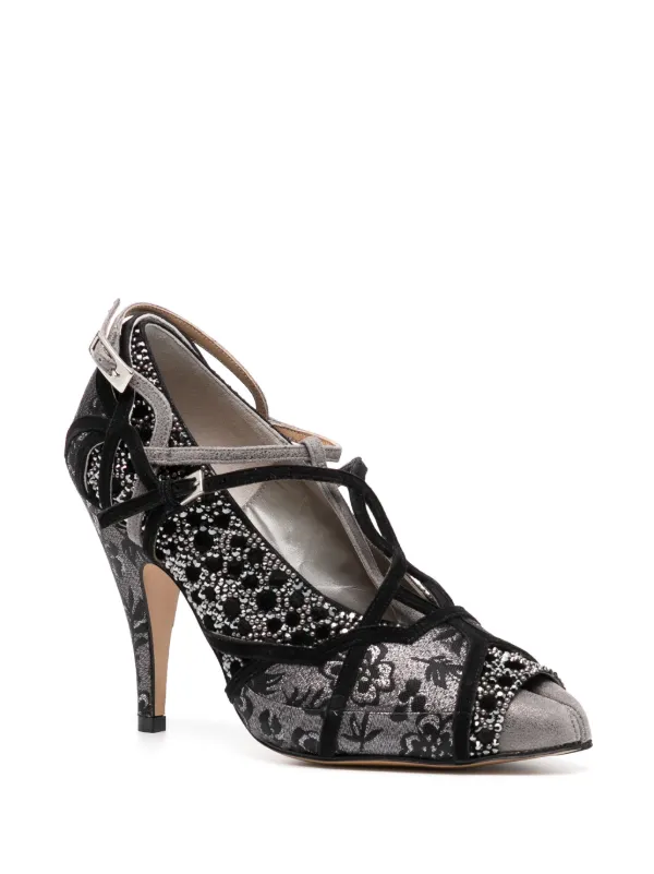 Maison Margiela 70mm Tabi Monster Velvet Embellished Pumps | Black