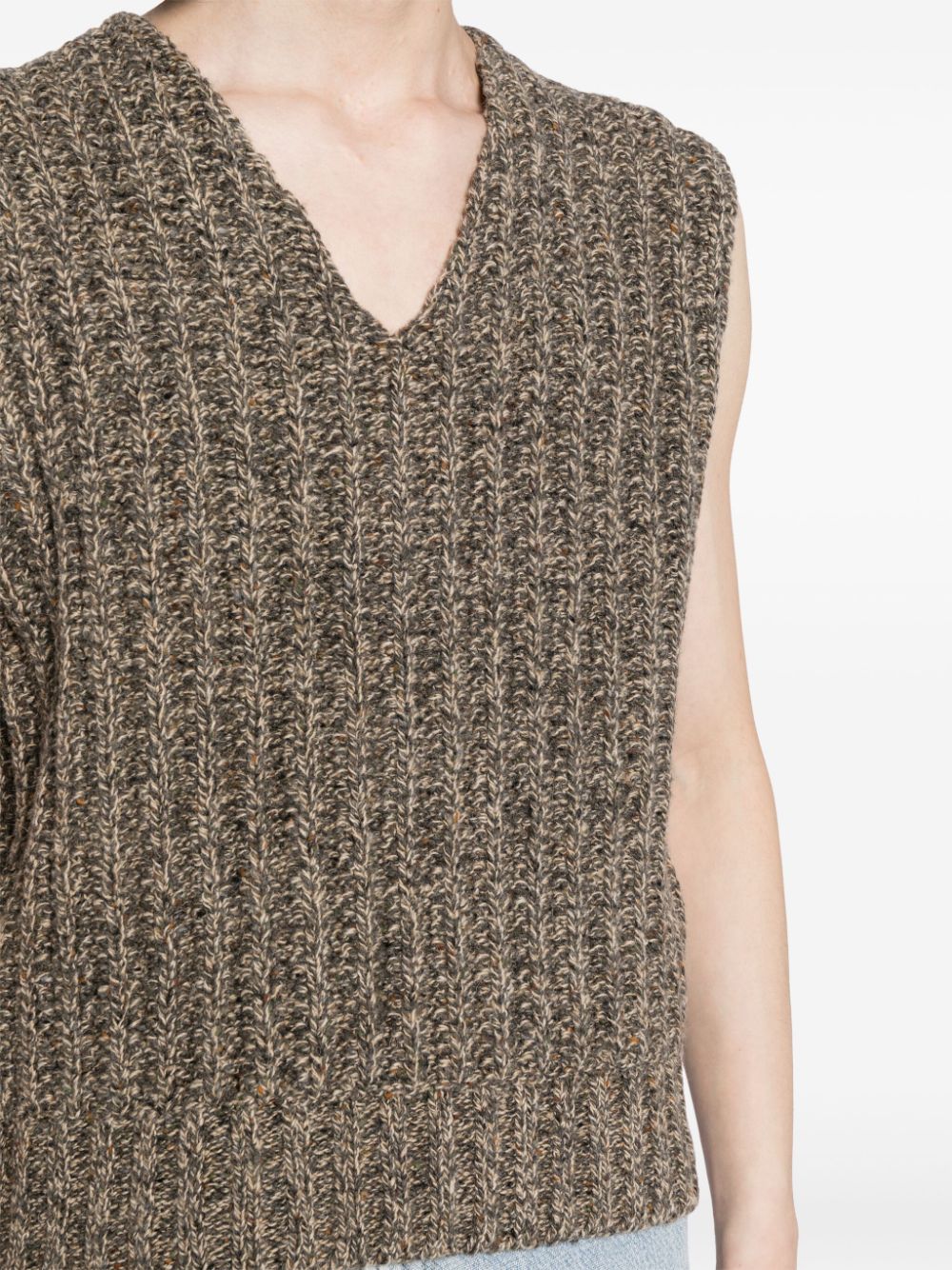 Shop Maison Margiela V-neck Chunky-knit Vest In Grey