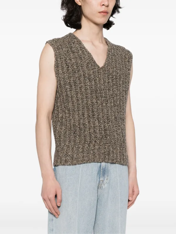 【関税&送料込】Maison Margiela V-Neck Wool Vest MM6 Maison Margiela numbers-motif V-neck Vest | Black | FARFETCH