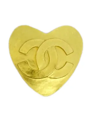 CHANEL Pre-Owned 1995 ココマーク ハート ブローチ | ゴールドトーン