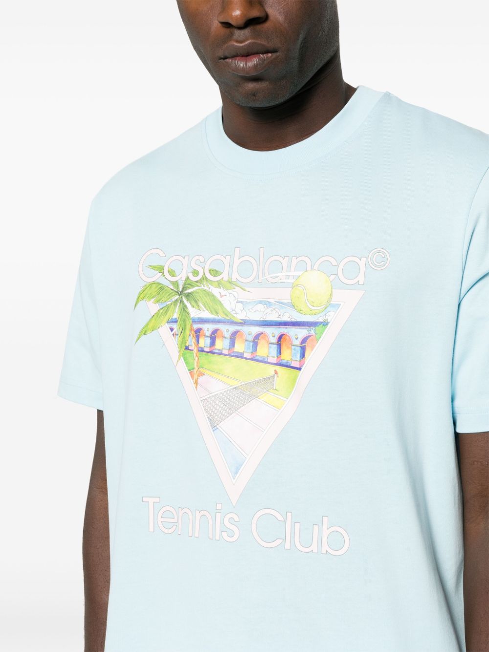 Casablanca T-shirt van biologisch katoen met logoprint Blauw