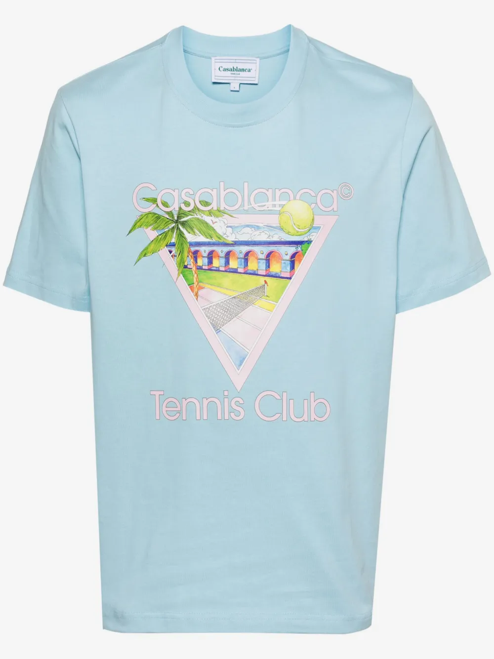 Casablanca logo-print organic cotton T-shirt | Blue | Image 1