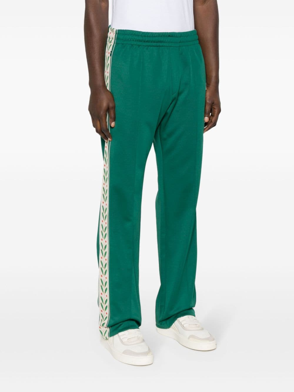 Shop Casablanca Logo-appliqué Elasticated-waist Track Pants In Green