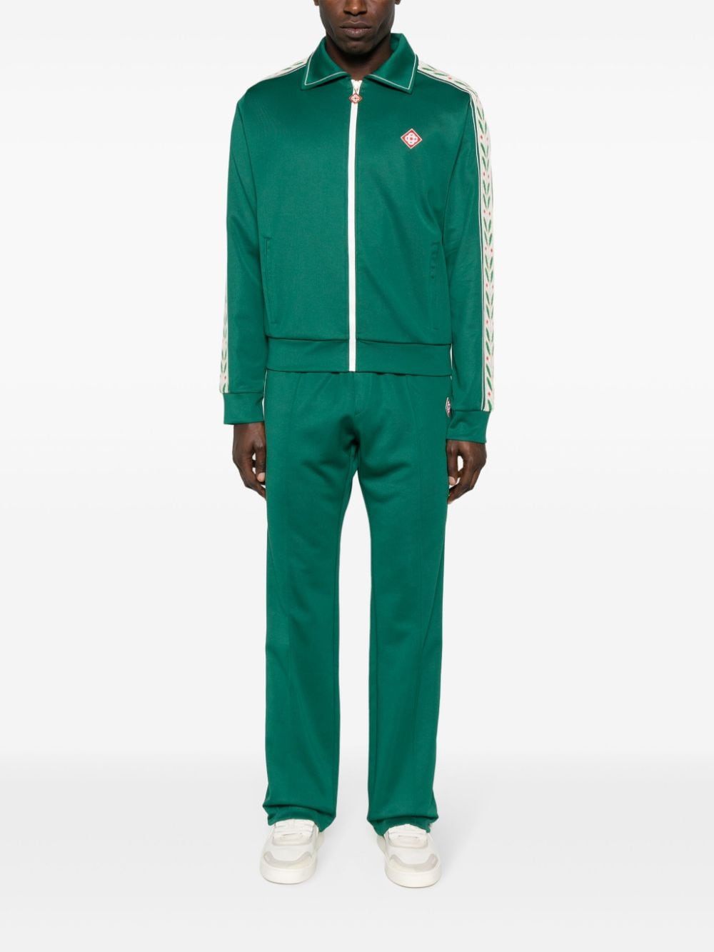 Shop Casablanca Logo-appliqué Elasticated-waist Track Pants In Green