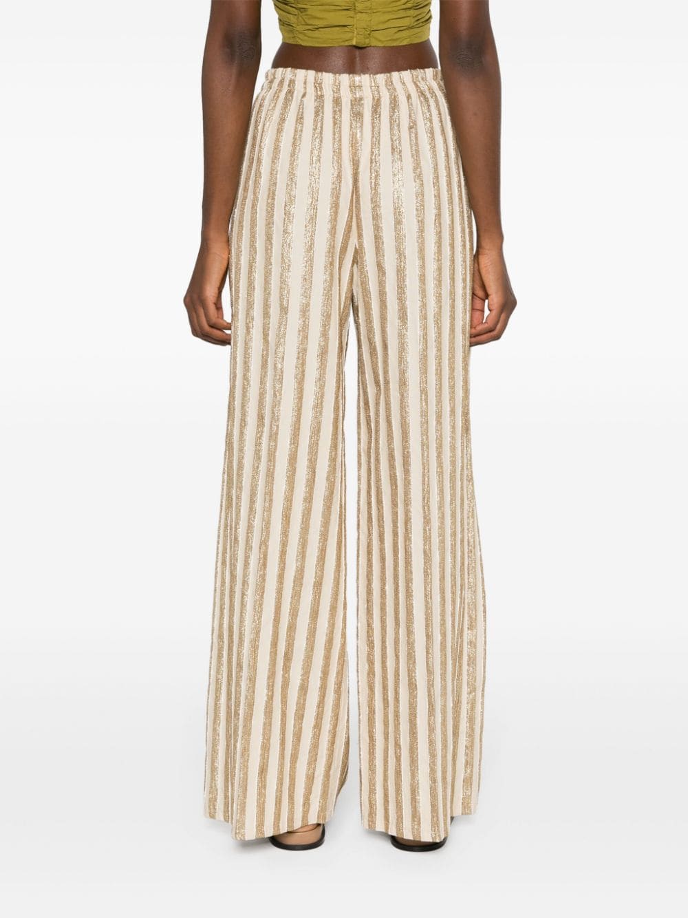 Shop Forte Forte Striped Wide-leg Trousers In Gold