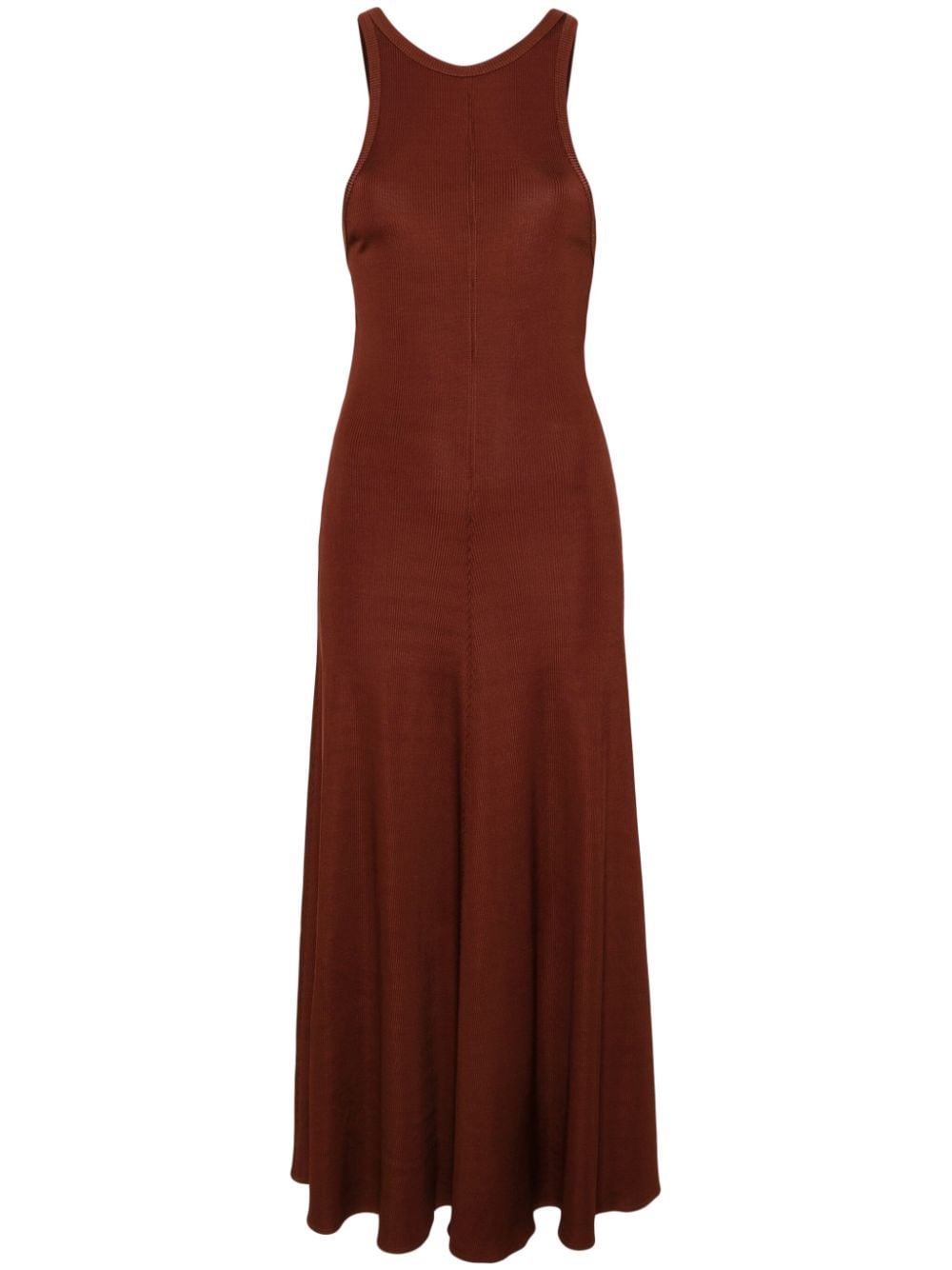 Forte Forte Racerback Fine-ribbed Maxi Dress In Brown