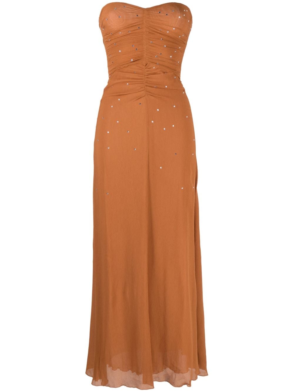 Shop Forte Forte Crystal-embellished Silk Maxi Dress In Brown