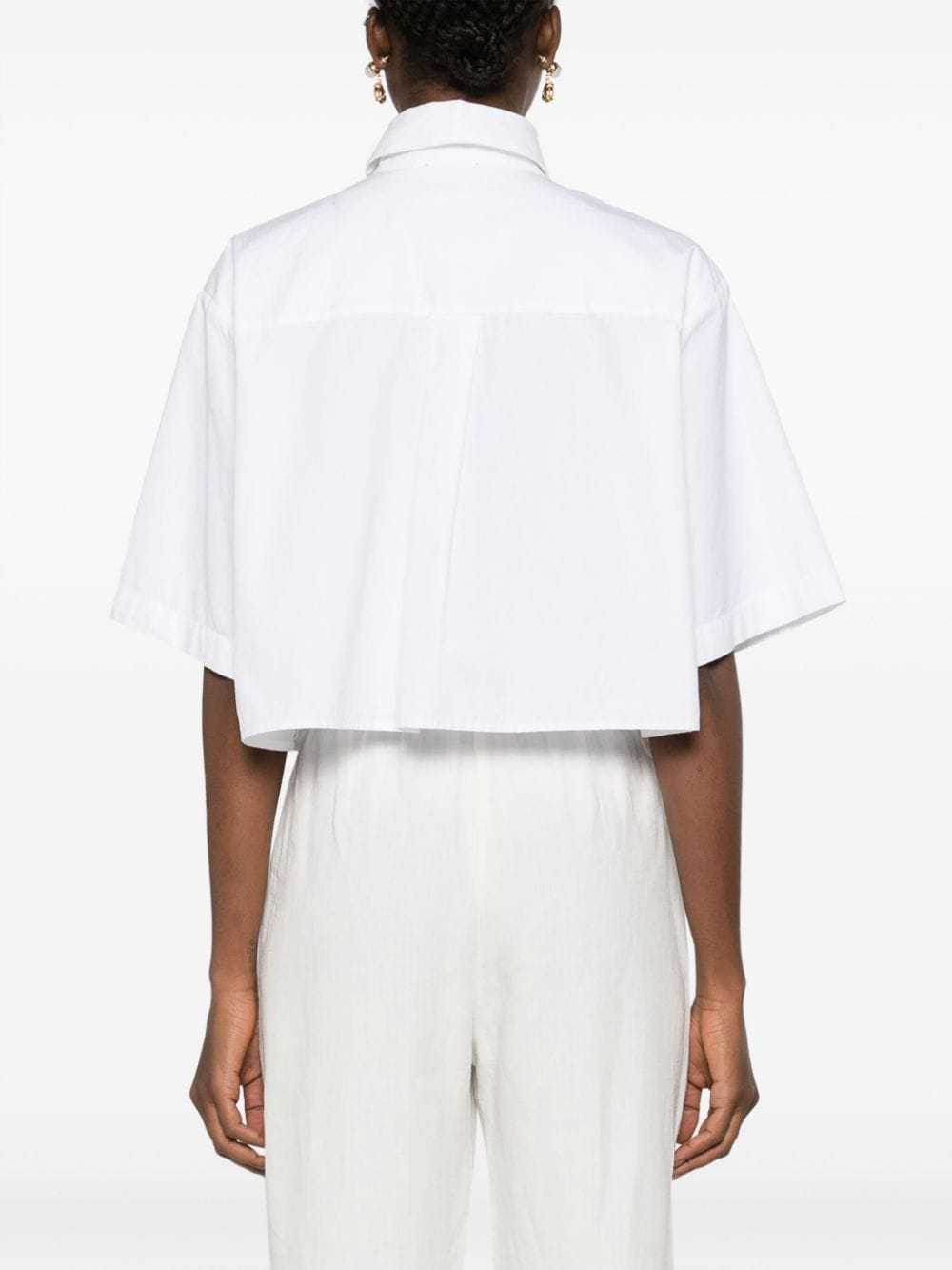 Shop Forte Forte Beaded Cropped Shirt In White
