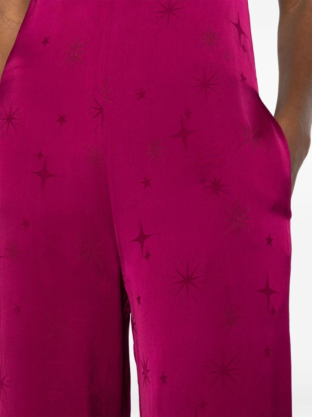 Shop Forte Forte Star-jacquard Satin Jumpsuit In Pink