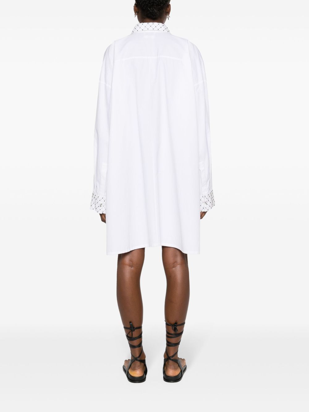 Shop Forte Forte Bead-embellished Cotton Shirt Dress In White