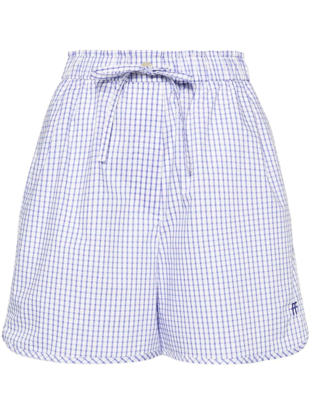 Forte Forte Gingham-check Cotton Shorts In Blue