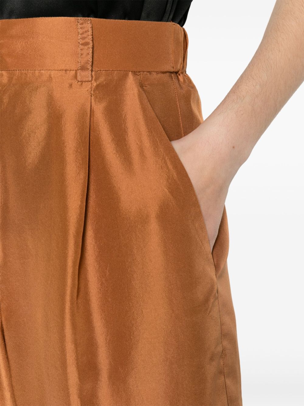 Shop Forte Forte Wide-leg Silk Trousers In Brown