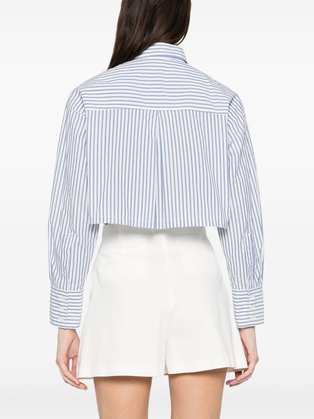 Shop Pinko Logo-embroidered Striped Shirt In White