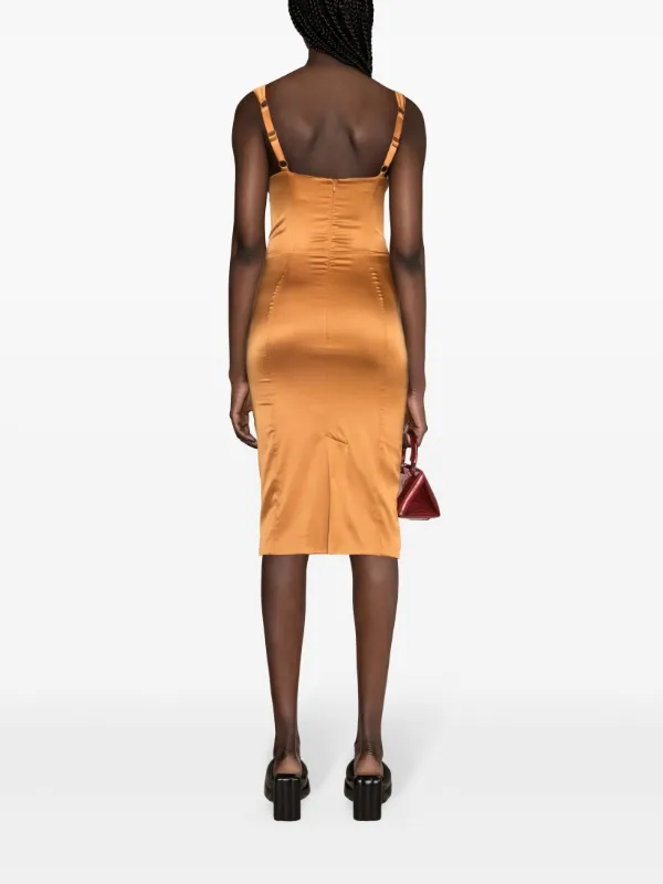 short orange silk dress Alberta Ferretti Strapless Bow Detail Mini Dress