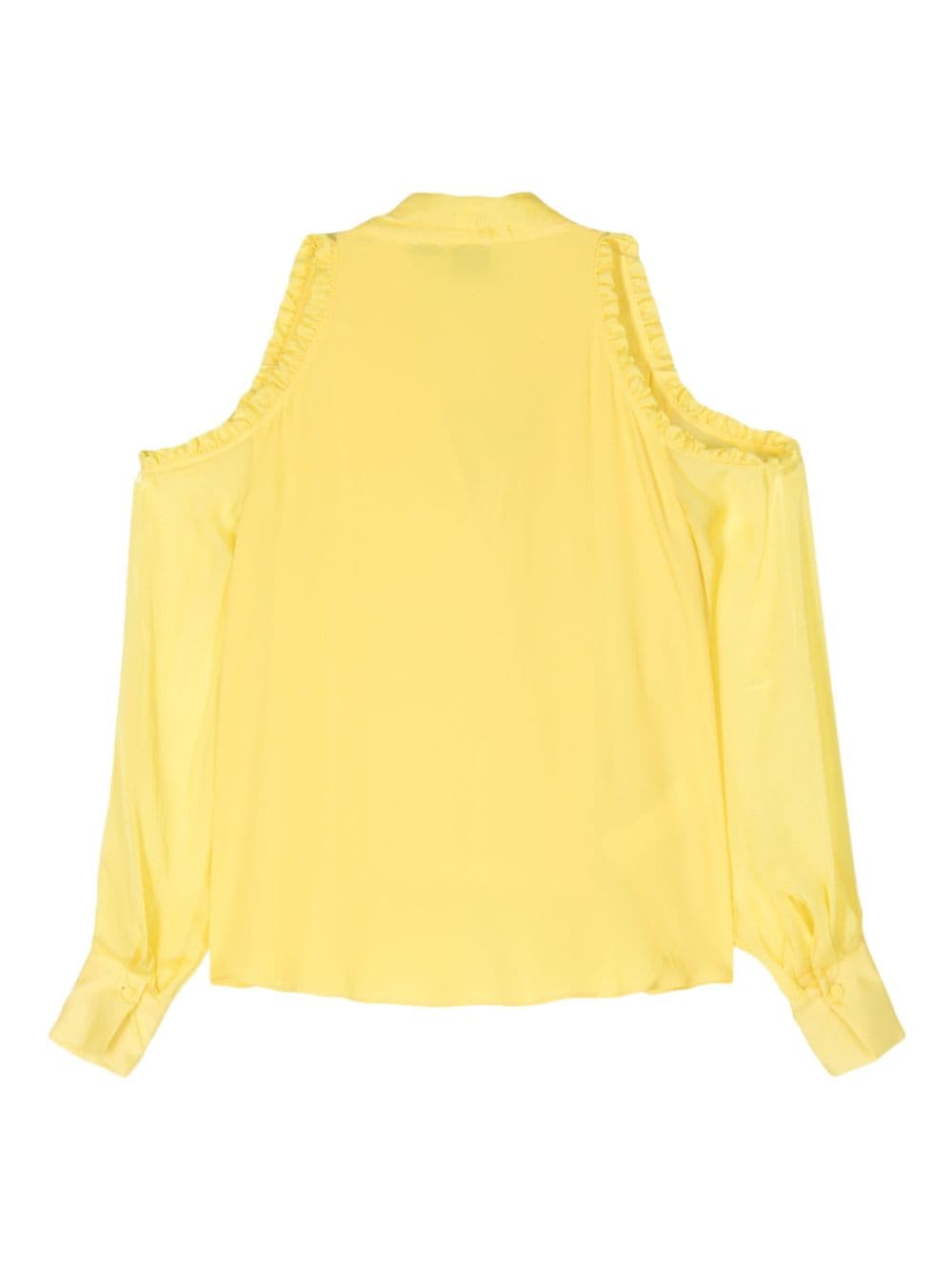 Shop Pinko Cold-shoulder Blouse In Yellow