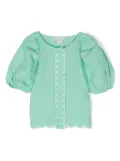 Stella McCartney Kids scallop-edge linen blend shirt - Green