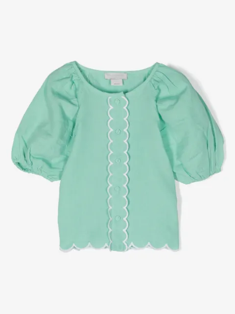Stella McCartney Kids scallop-edge linen blend shirt