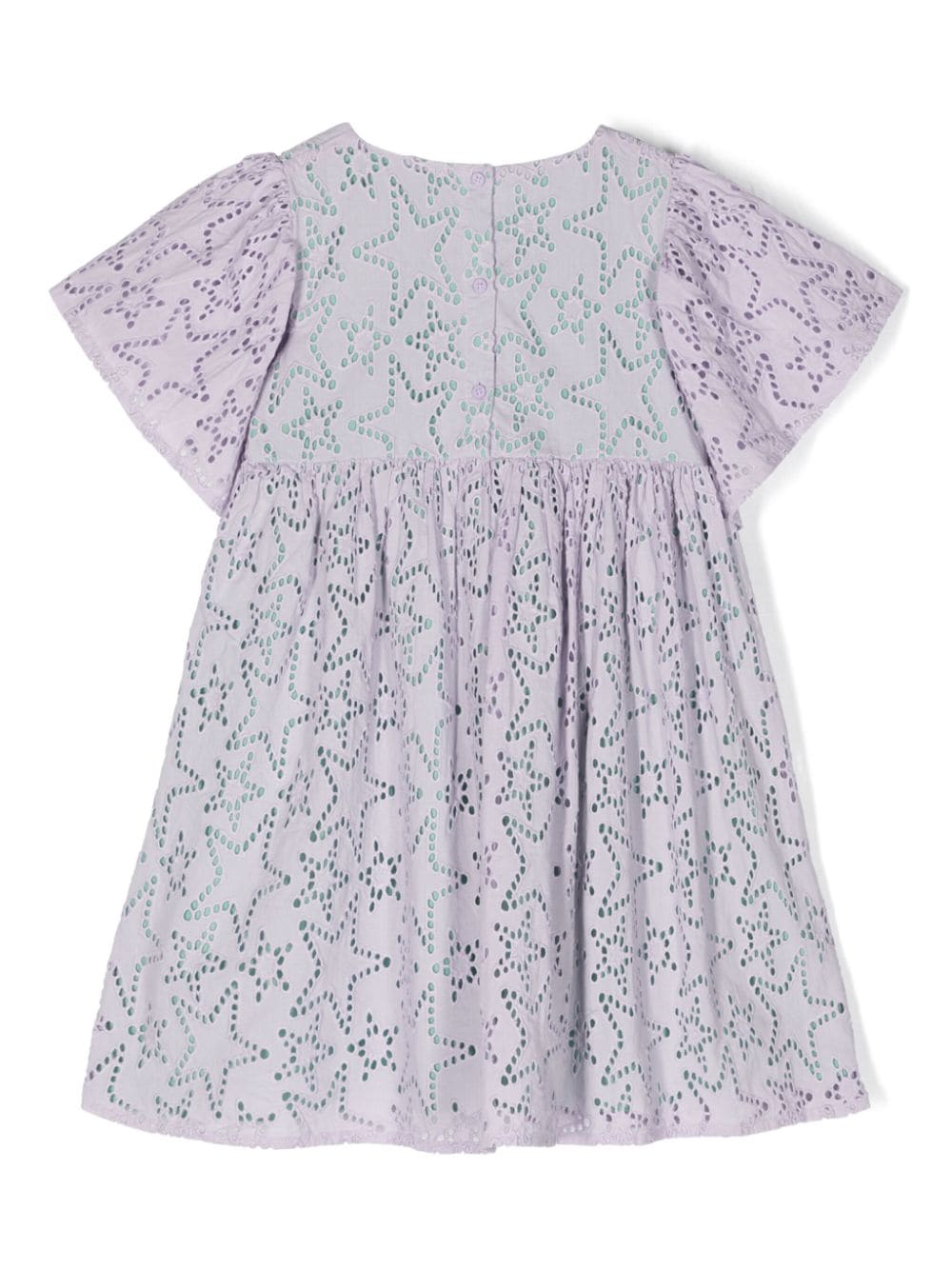Shop Stella Mccartney Star-embroidery Cotton Dress In Purple