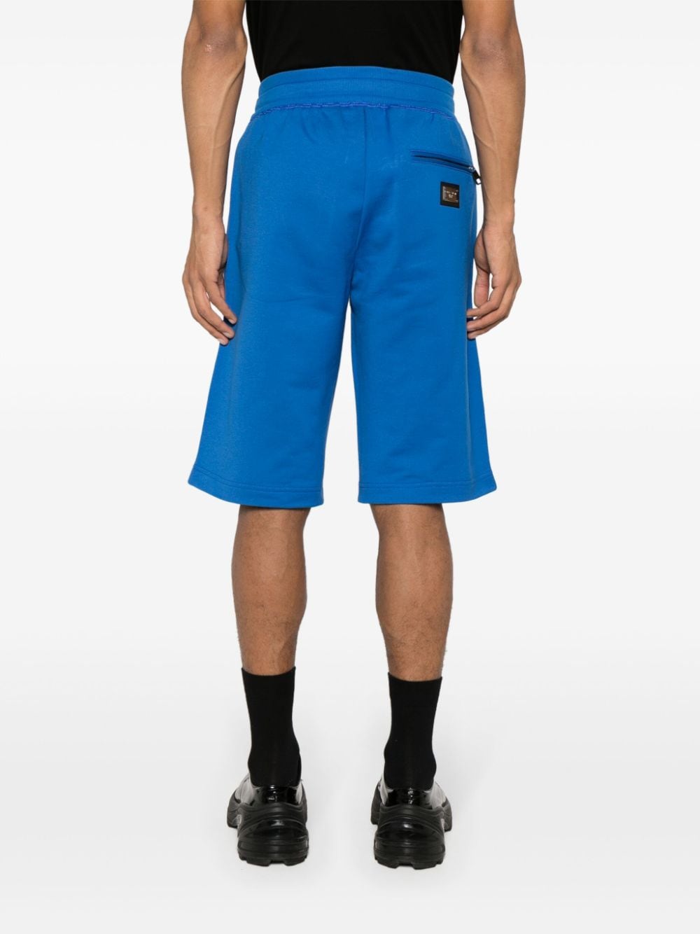Shop Dolce & Gabbana Logo-plaque Cotton Shorts In Blue