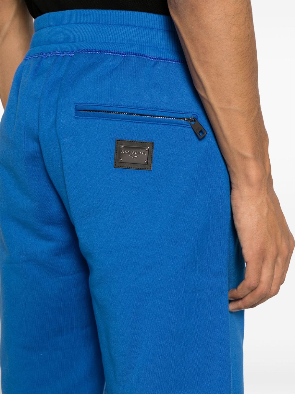 Shop Dolce & Gabbana Logo-plaque Cotton Shorts In Blue